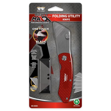 MIGHTY MAXX SS Folding Utility Knife w/ Replaceable Blades 083-07299